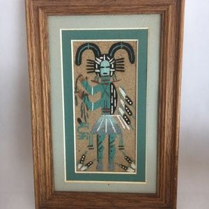 Vtg Navajo Sand Painting South west decor Signed